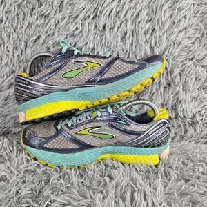 Brooks Ghost 6 Running Shoes Womens 10 Wide Teal Yellow Silver 1201381D620